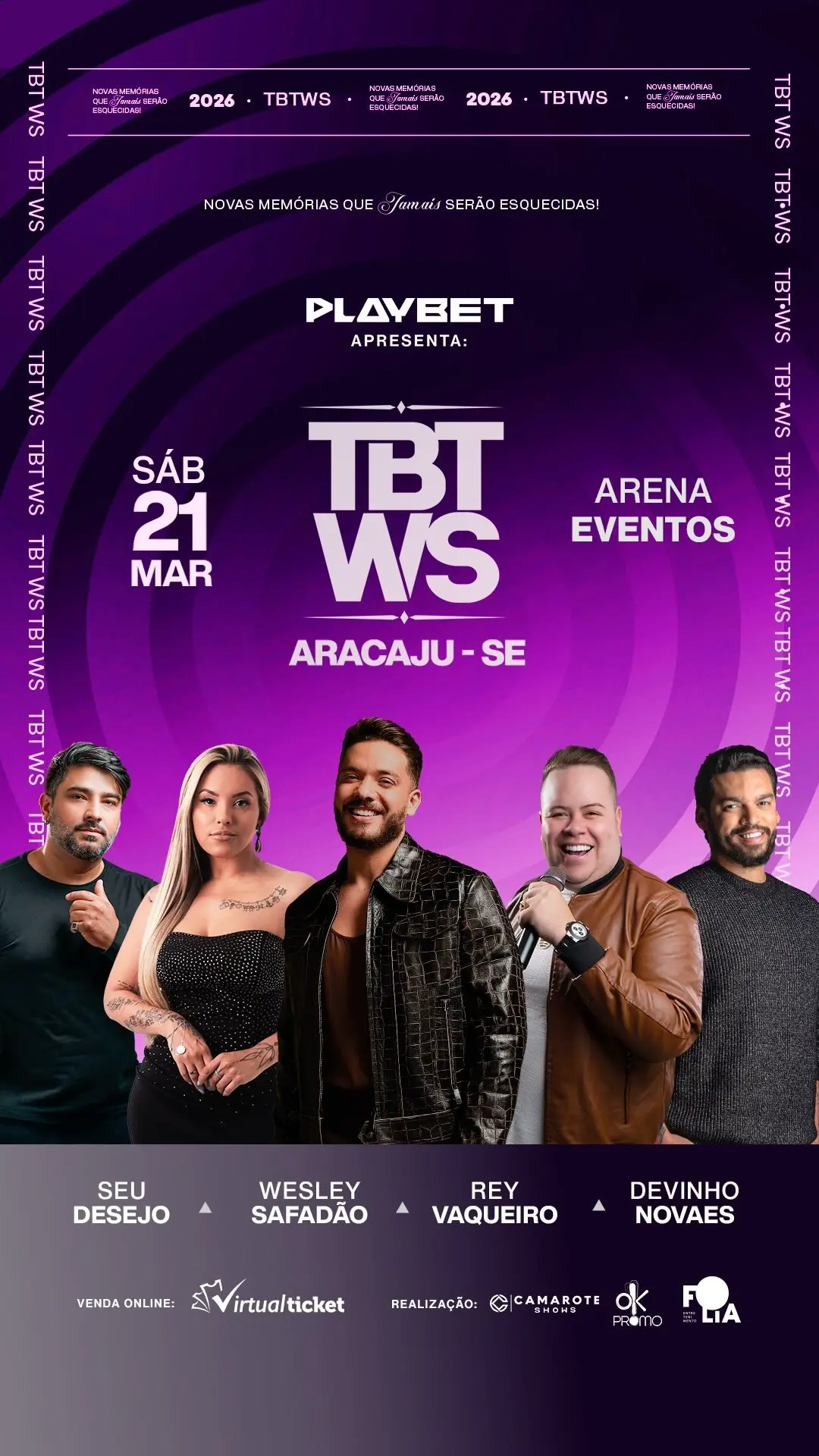 Tbt Wesley Safadão Aracaju 2026 Arena Eventos 21 de Março